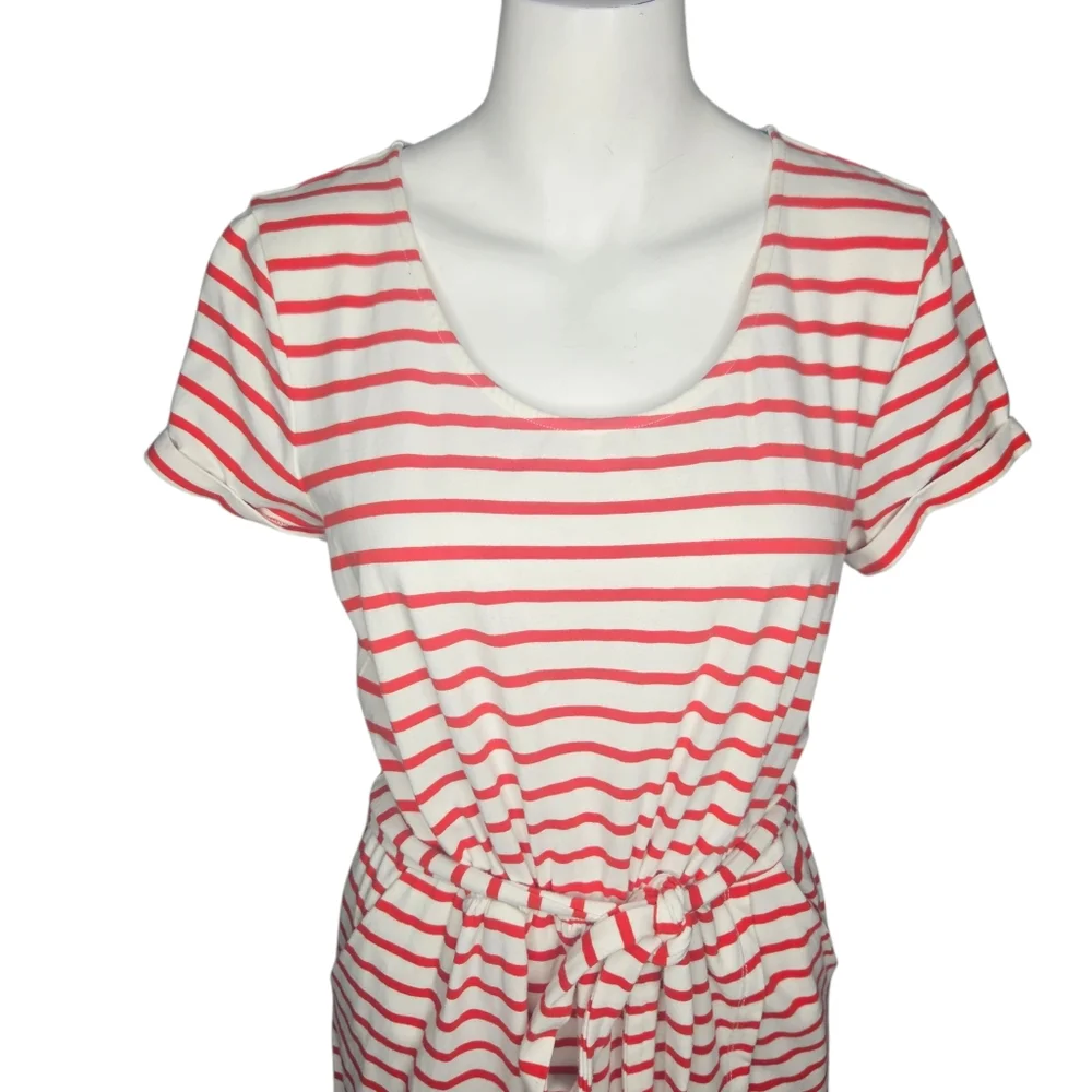 Boden Hallie Jersey Red White Striped Dress Sz 8 Nautical Coastal Preppy - Picture 3 of 13